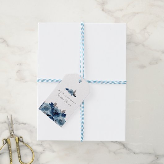 Minimalistisch mosterdblauw en zeekoraal cadeaulabel (Met Touw)