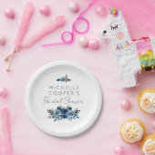 Minimalistisch mosterdblauw en zeekoraal papieren bordje (Feest)