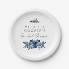 Minimalistisch mosterdblauw en zeekoraal papieren bordje