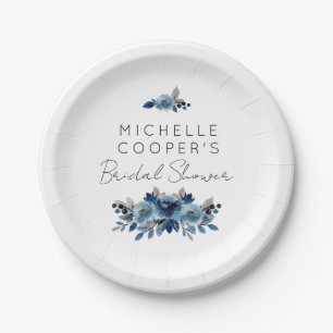 Minimalistisch mosterdblauw en zeekoraal papieren bordje