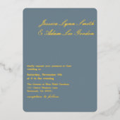 Minimalistisch mosterdblauw folie uitnodiging (Voorkant)