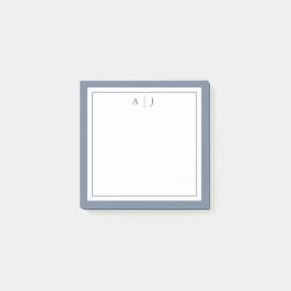 Minimalistisch mosterdblauw-grensmonogram post-it® notes