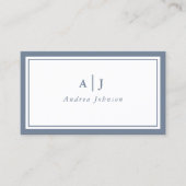 Minimalistisch mosterdblauw-grensmonogram visitekaartje (Voorkant)