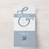 Minimalistisch mosterdblauw huwelijk all in one uitnodiging (Binnen)