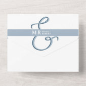 Minimalistisch mosterdblauw huwelijk all in one uitnodiging (Achterkant)