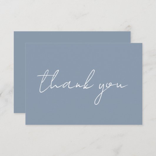 Minimalistisch mosterdblauw huwelijk Hartelijk dan Bedankkaart (Voorkant / Achterkant)