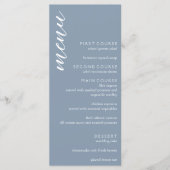 Minimalistisch mosterdblauw huwelijk menu (Voorkant)