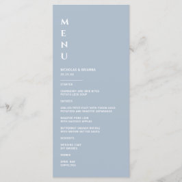 Minimalistisch mosterdblauw huwelijk menu