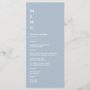 Minimalistisch mosterdblauw huwelijk menu