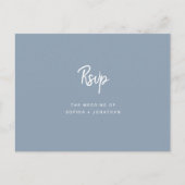 Minimalistisch mosterdblauw huwelijk | RSVP van ma Briefkaart (Voorkant)