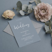 Minimalistisch mosterdblauw kalligrafie folie uitnodiging