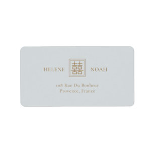 Minimalistisch mosterdblauw modern Chinees huwelij Etiket