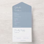 Minimalistisch mosterdblauw monogram huwelijk all in one uitnodiging (Binnen)