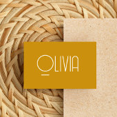 Minimalistisch mosterdgeel mute retro Visitekaartj Visitekaartje