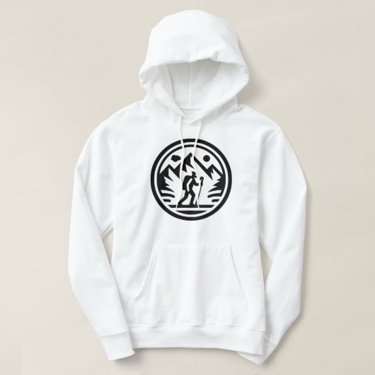 Minimalistisch Mountain Hiker Trekking Adventure Hoodie (Design voorkant)