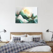 Minimalistisch mozaïek berglandschap met bomen canvas afdruk (Insitu (Slaapkamer))