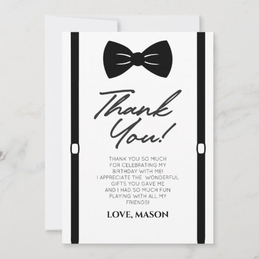 Minimalistisch Mr. ONEderful Bowtie 1e verjaardags Bedankkaart (Voorkant)