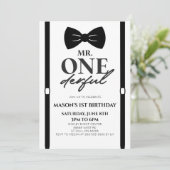 Minimalistisch Mr. ONEderful Bowtie 1e verjaardags Kaart (Staand voorkant)
