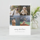 Minimalistisch Multi Photo handgeschreven script w Feestdagenkaart (Staand voorkant)