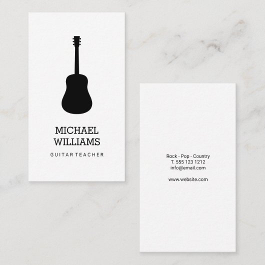 Minimalistisch musicus akoestische gitaar visitekaartje (Voorkant / Achterkant)