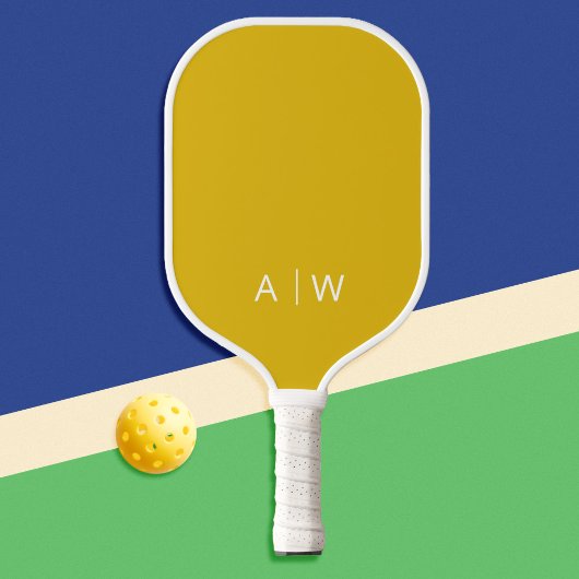 Minimalistisch Mustard Yellow Modern Monogram Pickleball Paddle