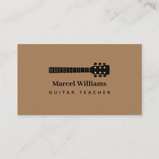 Minimalistisch muzikant Visitekaartje met gitaarha (Voorkant)