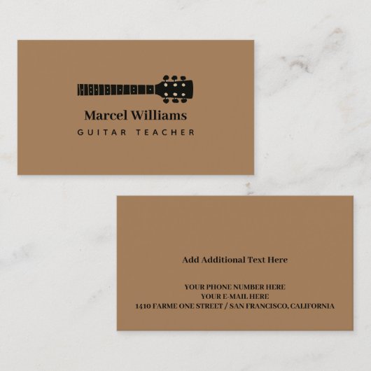 Minimalistisch muzikant Visitekaartje met gitaarha (Voorkant / Achterkant)