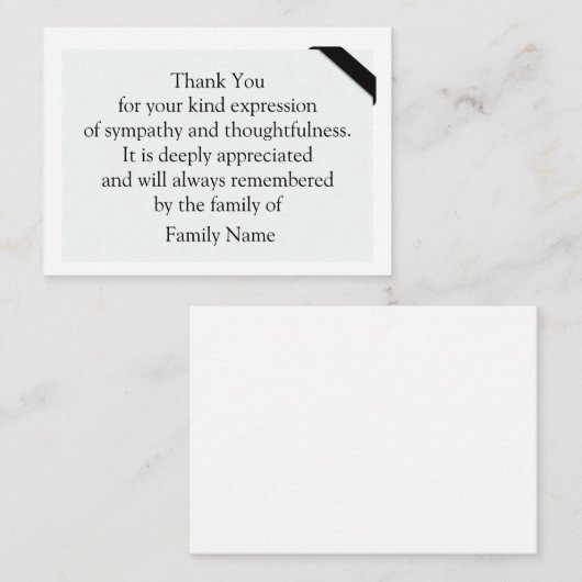 Minimalistisch na begrafenisdank notitiekaartje (Voorkant / Achterkant)