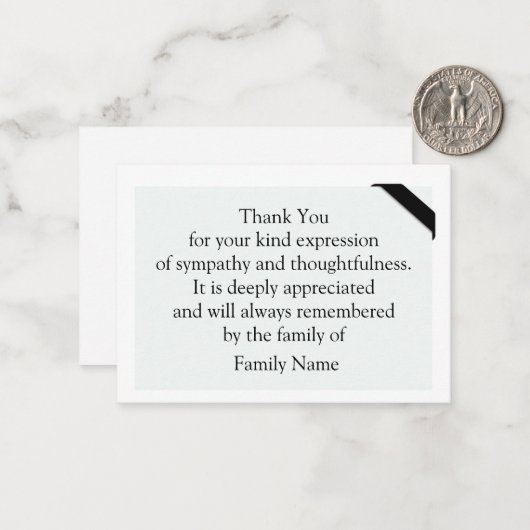 Minimalistisch na begrafenisdank notitiekaartje (Voorkant / Achterkant in situ)