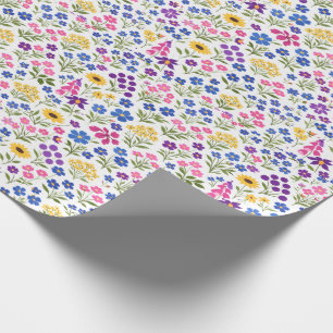 Minimalistisch naadloos wildbloempatroon op wit cadeaupapier