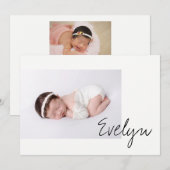 Minimalistisch naamscript voor Chic Baby Girl Phot Aankondiging (Voorkant / Achterkant)