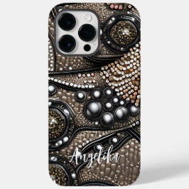 Minimalistisch namaakleer abstract patroon op maat Case-Mate iPhone 14 pro max hoesje