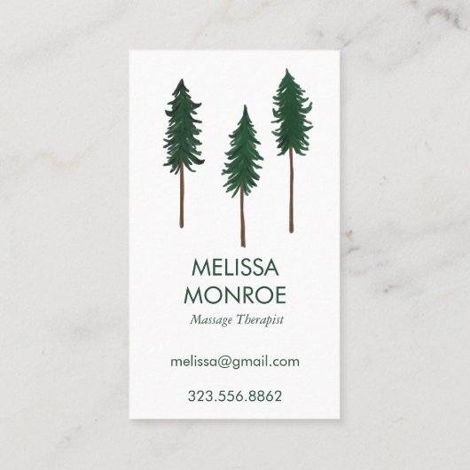Minimalistisch Natuur van de bostherapy Pine Trees Visitekaartje (Achterkant)
