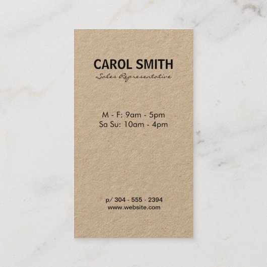 minimalistisch natuurlijk visitekaartje (Achterkant)