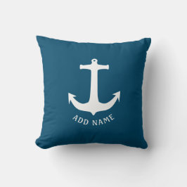Minimalistisch Nautisch Anchor Ocean Blauw Kussen