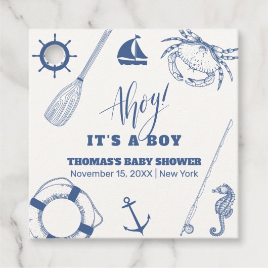 minimalistisch nautisch Gevist Baby shower Bedankjes Labels (Voorkant)