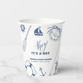 minimalistisch nautisch Gevist Baby shower Papieren Bekers