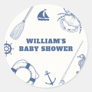 minimalistisch nautisch Gevist Baby shower Ronde Sticker