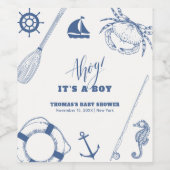 minimalistisch nautisch Gevist Baby shower Wijn Etiket (Enkel label)