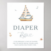 Minimalistisch nautische zeilboot luier Raffle Pos Poster (Voorkant)