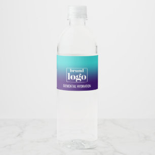 Minimalistisch Navy Aqua Gradiënt Elementair Logo Waterfles Etiket