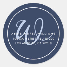 Minimalistisch Navy Blauwe Script Rand Monogram
