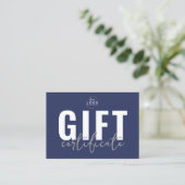 Minimalistisch Navy Blue Business Cadeaubon Visitekaartje (Staand voorkant)