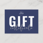 Minimalistisch Navy Blue Business Cadeaubon Visitekaartje (Voorkant)