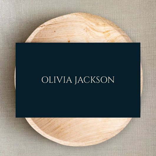 Minimalistisch Navy Blue Clean Typografie Script Visitekaartje