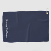 Minimalistisch Navy Blue Professional Eenvoudig Golfhanddoek (Horizontaal)