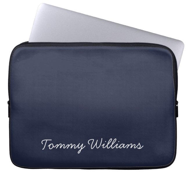 Minimalistisch Navy Blue Professional Eenvoudig Laptop Sleeve (Voorkant)