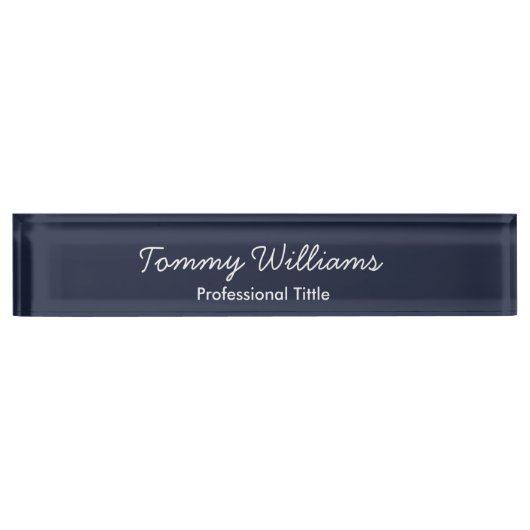 Minimalistisch Navy Blue Professional Eenvoudig Naambordje (Voorkant)