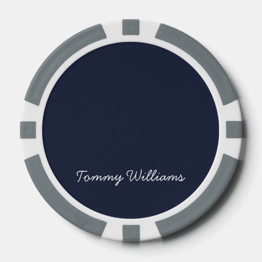 Minimalistisch Navy Blue Professional Eenvoudig Poker Chips (Voorkant)