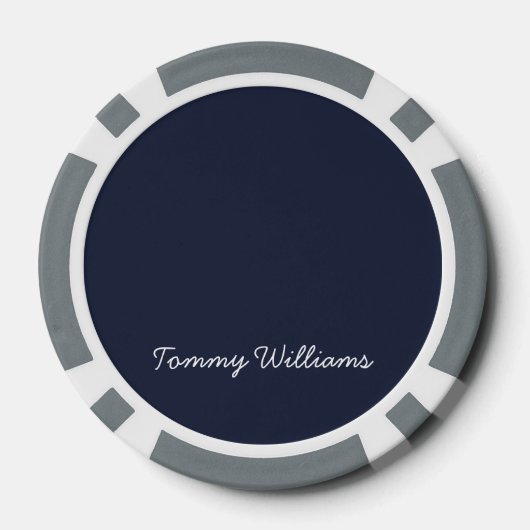 Minimalistisch Navy Blue Professional Eenvoudig Poker Chips (Achterkant)